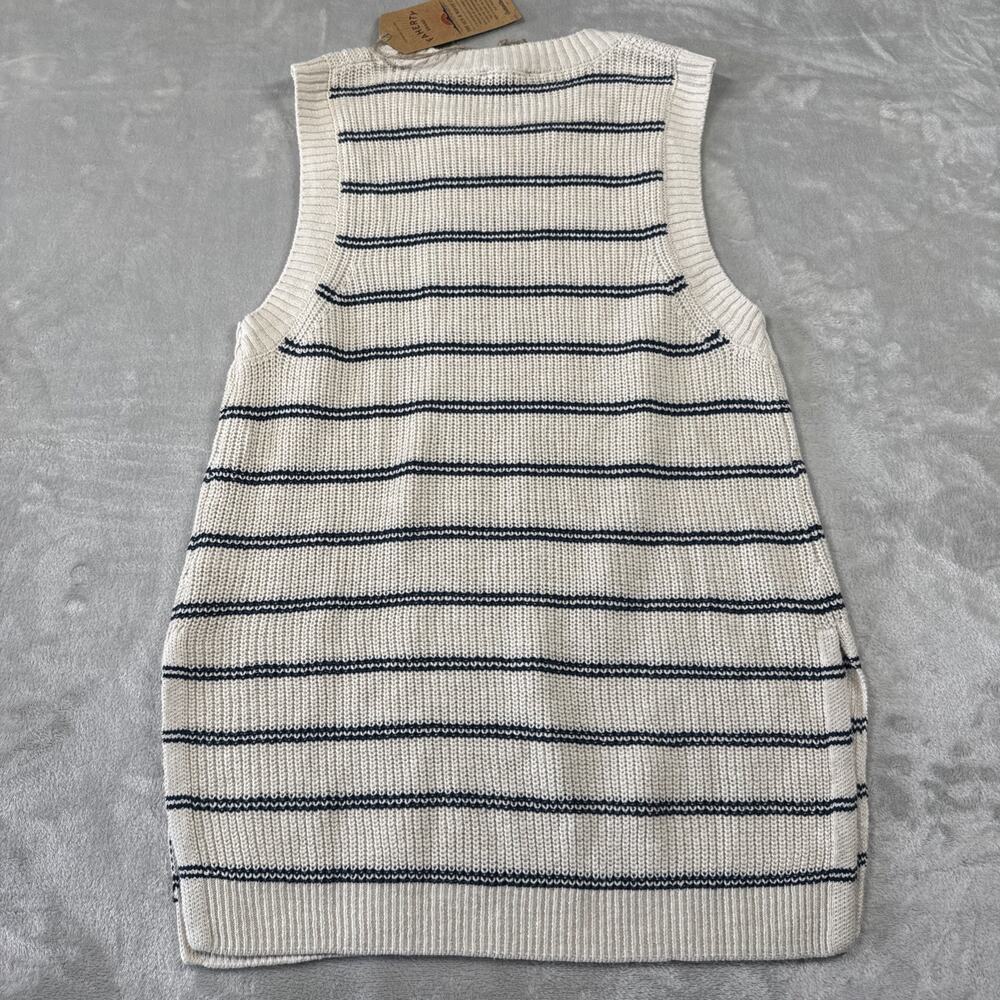 Faherty NEW Miramar Sweater Tank Women XS Cream Navy Stripe Linen Blend Nautical - Picture 2 of 8